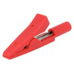 Bornă crocodil roșie 10A 60VDC 41.5mm | Electronic-mag.ro | Componente Electronice