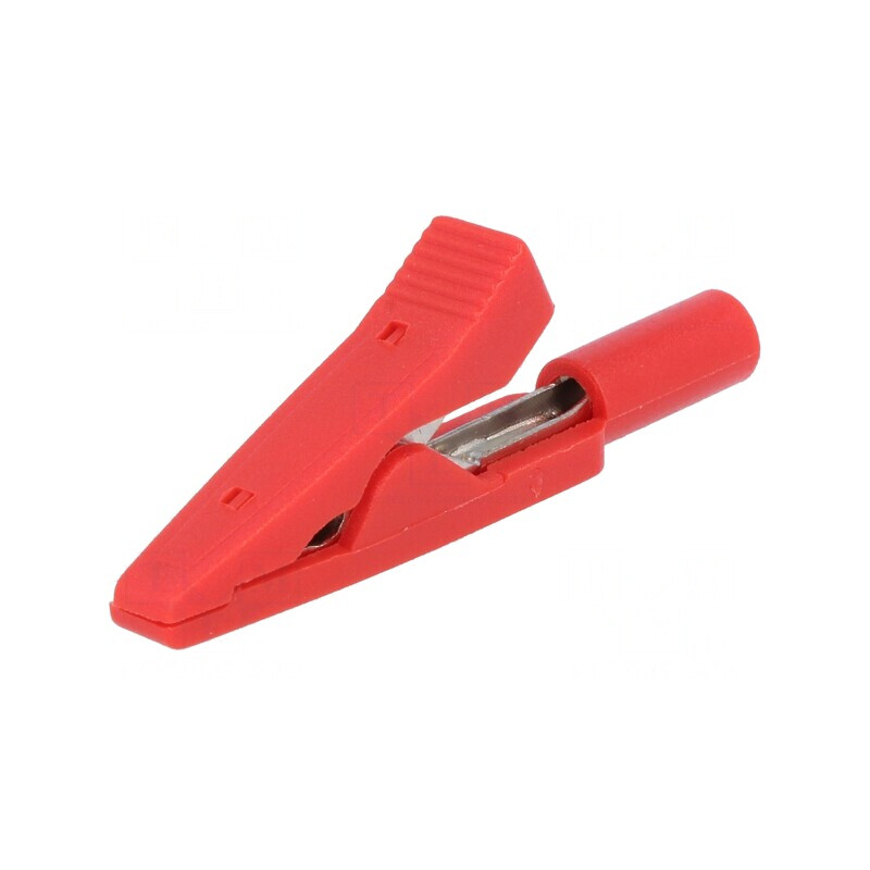 Bornă crocodil roșie 10A 60VDC 41.5mm | Electronic-mag.ro | Componente Electronice