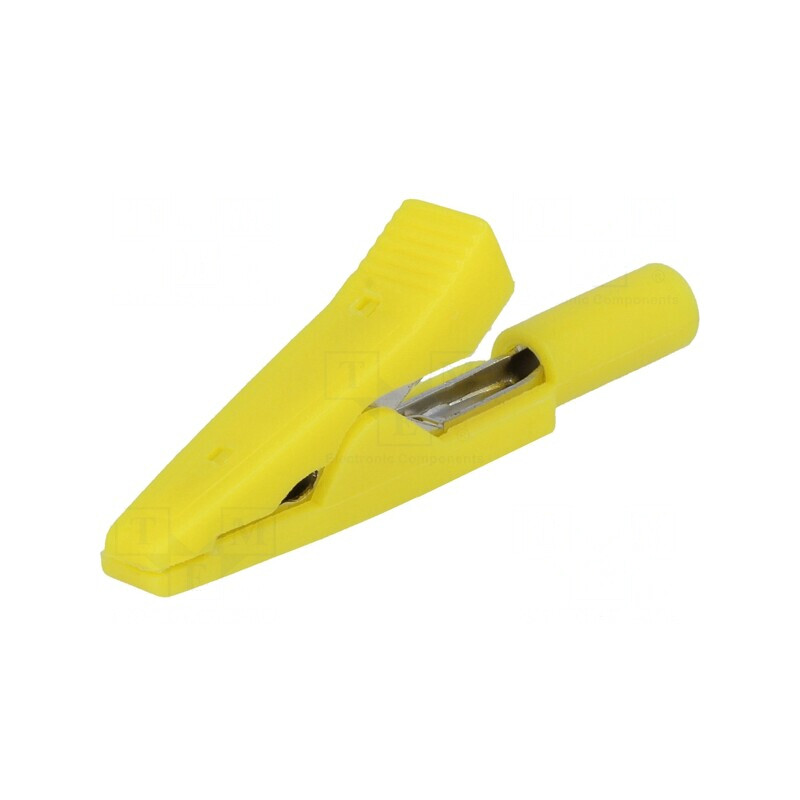 Bornă crocodil galbenă 10A 60VDC 41.5mm | Electronic-mag.ro | Componente Electronice