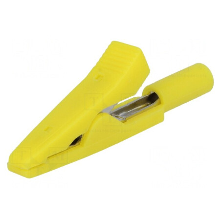 Bornă crocodil galbenă 10A 60VDC 41.5mm | Electronic-mag.ro | Componente Electronice
