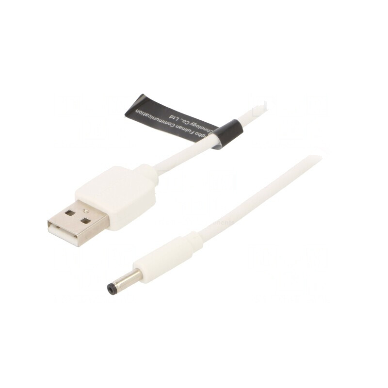 Cablu USB A la DC 3.5/1.35 Alb 1m Cupru | Electronic-mag.ro | Componente Electronice