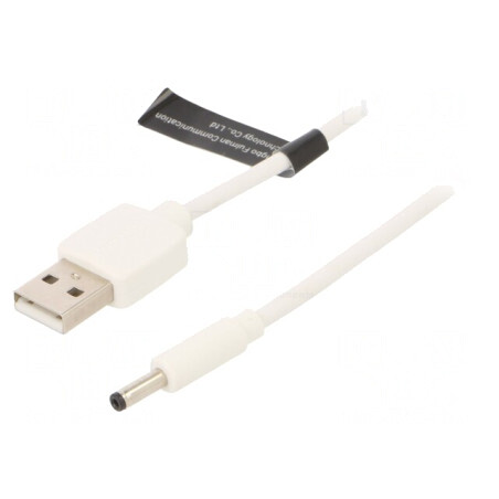 Cablu USB A la DC 3.5/1.35 Alb 1m Cupru | Electronic-mag.ro | Componente Electronice