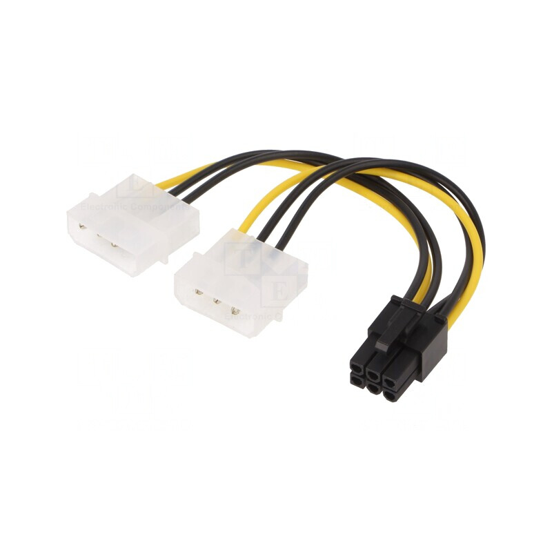 Cablu Alimentare Molex x2 la PCIe 6pin 0,15m | Electronic-mag.ro | Componente Electronice