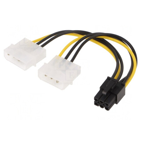 Cablu Alimentare Molex x2 la PCIe 6pin 0,15m | Electronic-mag.ro | Componente Electronice