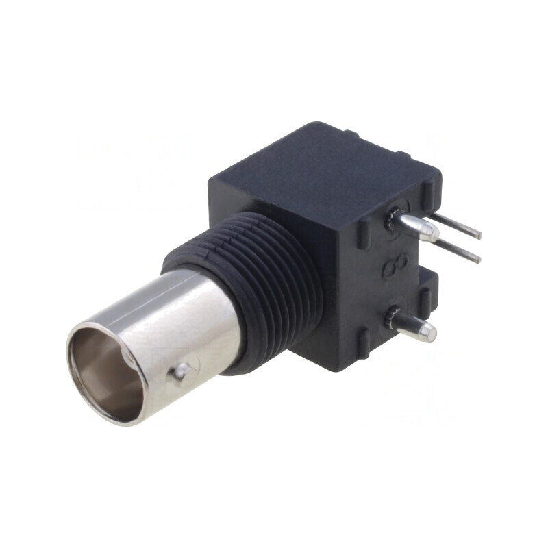 Soclu BNC mamă izolat 90° 75Ω THT aurit | Electronic-mag.ro | Componente Electronice
