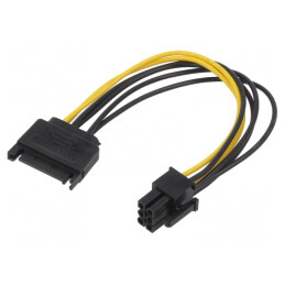 Cablu Alimentare SATA PCIe 6pin Mamă la SATA 15pin Tată | Electronic-mag.ro | Componente Electronice