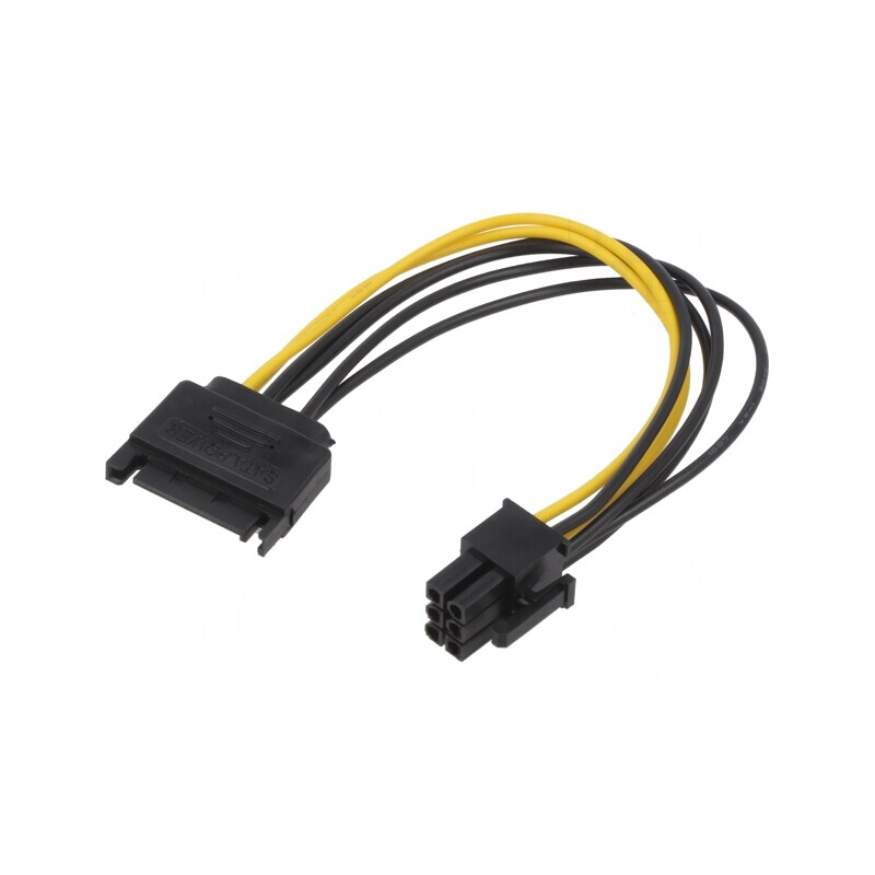 Cablu Alimentare SATA PCIe 6pin Mamă la SATA 15pin Tată | Electronic-mag.ro | Componente Electronice