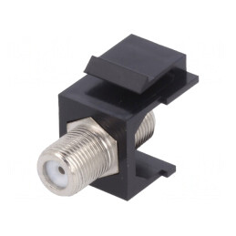 Adaptor; soclu; F soclu x2; mamă x2; Keystone; drept; 75Ω; neagră