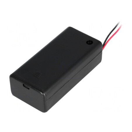 Suport Baterie 6F22/6LR61 cu Comutator și Cabluri 150mm Negre | Electronic-mag.ro | Componente Electronice