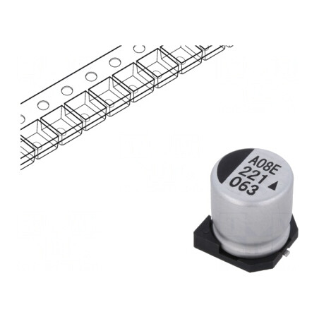 Condensator electrolitic SMD 220uF 63V 12.5x13.5mm | Electronic-mag.ro | Componente Electronice