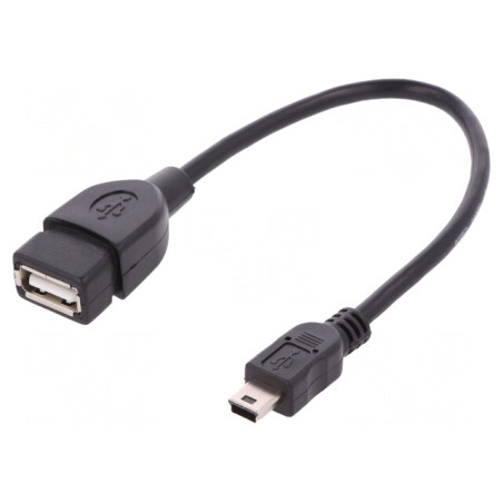 Cablu OTG USB 2.0 A la Mini B 0.2m Negru | Electronic-mag.ro | Componente Electronice