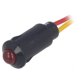 Lampă de control LED roșie 24VDC Ø8,2mm IP40 | Electronic-mag.ro | Componente Electronice