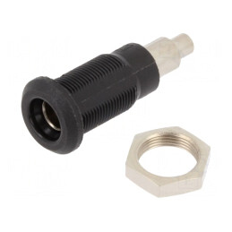 Soclu Banană 4mm Panou Negru 25A 60V | Electronic-mag.ro | Componente Electronice