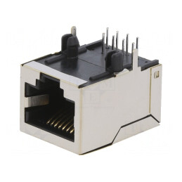 Soclu RJ45 Cat 5 Ecranat 8p8c THT în Unghi | Electronic-mag.ro | Componente Electronice