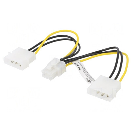 Cablu de Alimentare Molex la PCIe 6-Pin, 0.15m | Electronic-mag.ro | Componente Electronice