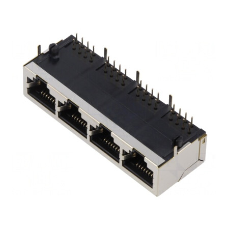 Soclu RJ45 Ecranat 8p8c THT 90° | Electronic-mag.ro | Componente Electronice