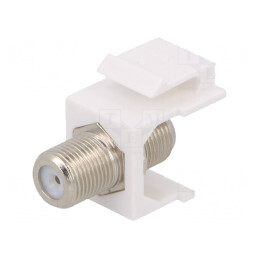 Adaptor; soclu; F soclu x2; mamă x2; Keystone; drept; 75Ω; albă