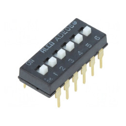 Comutator DIP-SWITCH 6 Secțiuni ON-OFF 0.1A 24VDC THT | Electronic-mag.ro | Componente Electronice