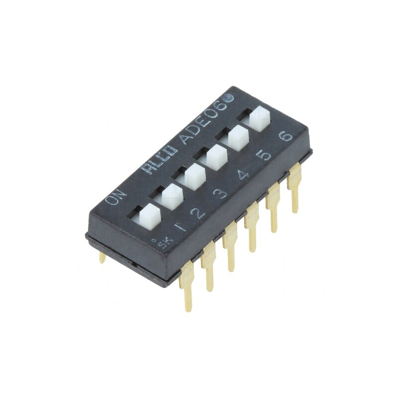 Comutator DIP-SWITCH 6 Secțiuni ON-OFF 0.1A 24VDC THT | Electronic-mag.ro | Componente Electronice