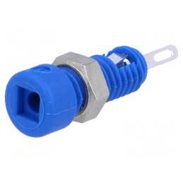Soclu banană 2mm 6A albastru cositorit | Electronic-mag.ro | Componente Electronice