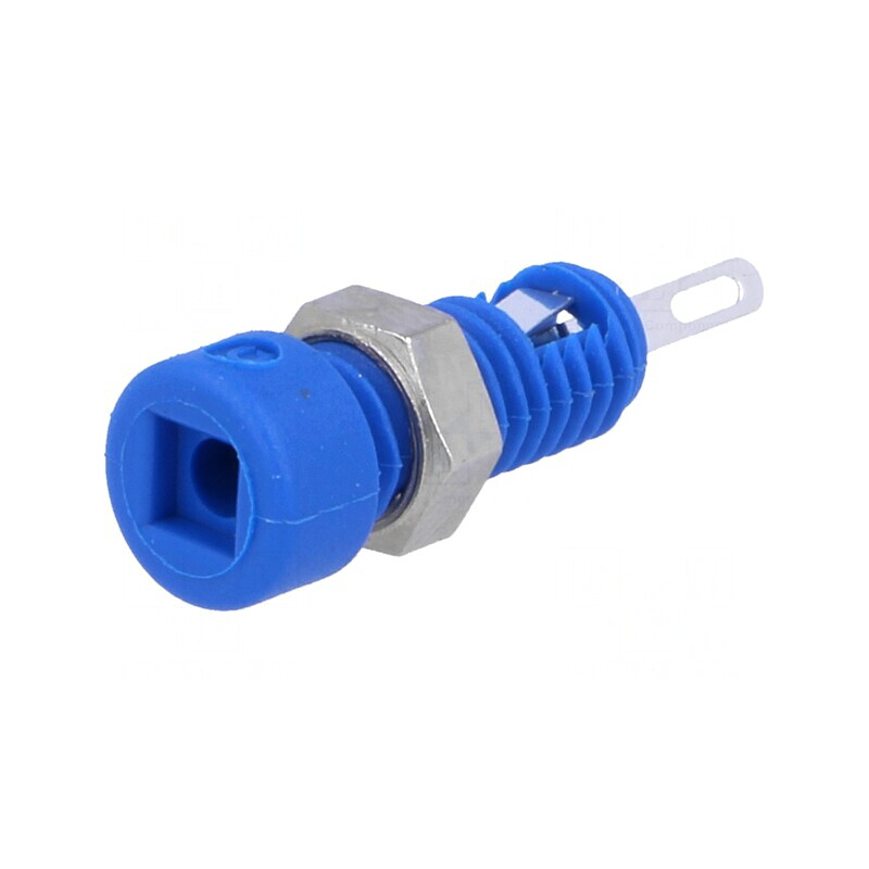 Soclu banană 2mm 6A albastru cositorit | Electronic-mag.ro | Componente Electronice