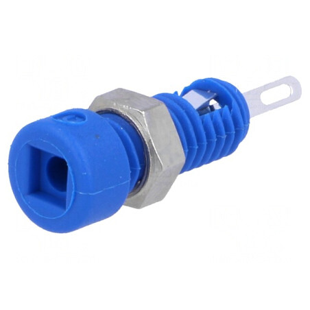 Soclu banană 2mm 6A albastru cositorit | Electronic-mag.ro | Componente Electronice