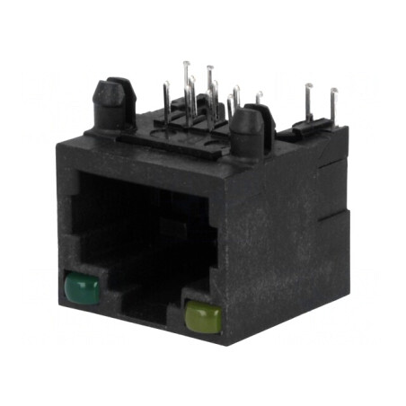 Soclu RJ45 cu LED 8p8c THT | Electronic-mag.ro | Componente Electronice
