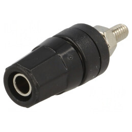 Soclu Banană 4mm 24A Negru Nichelat Pe Panou | Electronic-mag.ro | Componente Electronice