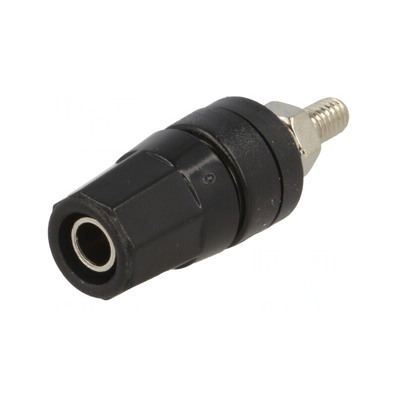 Soclu Banană 4mm 24A Negru Nichelat Pe Panou | Electronic-mag.ro | Componente Electronice