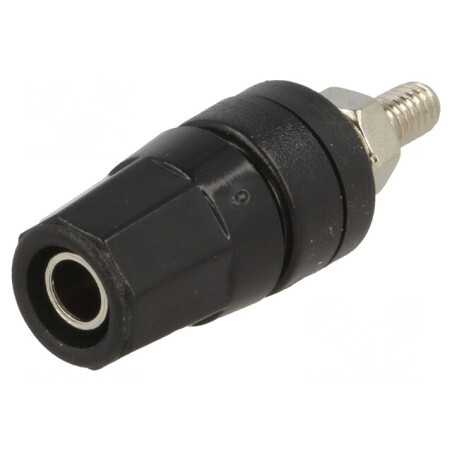 Soclu Banană 4mm 24A Negru Nichelat Pe Panou | Electronic-mag.ro | Componente Electronice