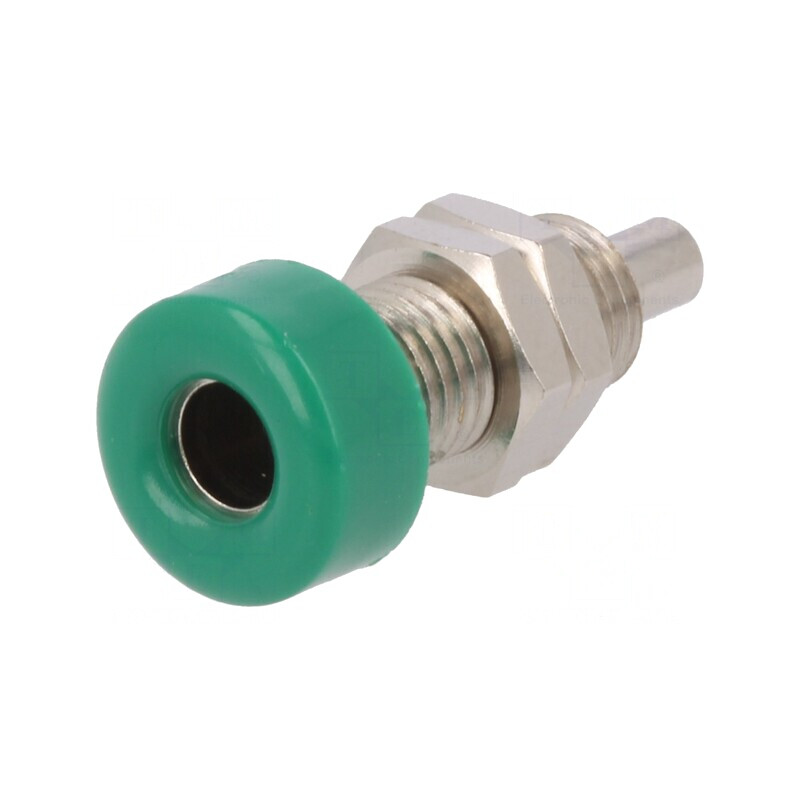 Soclu Banană Verde 4mm Nichelat 32A | Electronic-mag.ro | Componente Electronice