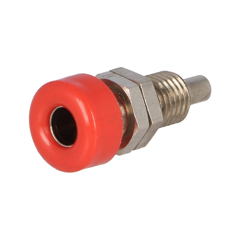 Soclu Banană 4mm Roșie 33VAC 70VDC 32A | Electronic-mag.ro | Componente Electronice