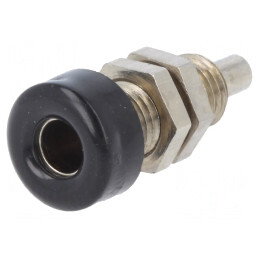 Soclu Banană 4mm Negru Nichelat 32A 70VDC  | Electronic-mag.ro | Componente Electronice