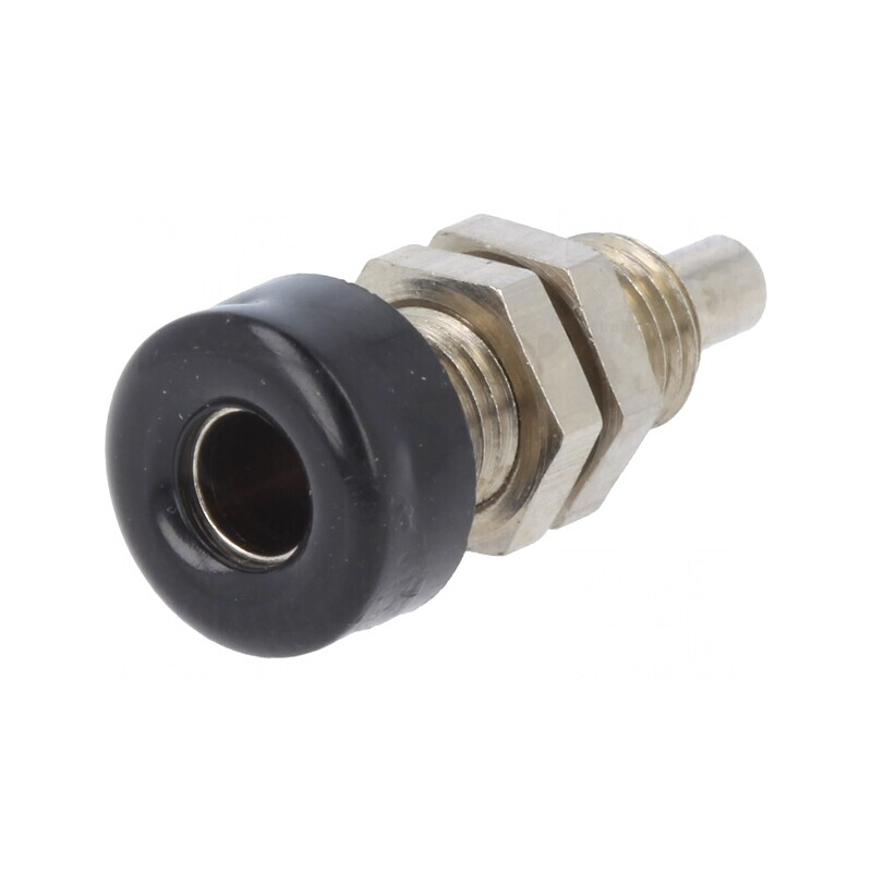 Soclu Banană 4mm Negru Nichelat 32A 70VDC  | Electronic-mag.ro | Componente Electronice