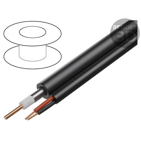 Cablu Coaxial Hibrid RG59 Negru 3 Fire | Electronic-mag.ro | Componente Electronice