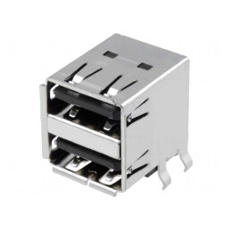 Soclu USB A PCB THT 90° Dublu USB 2.0 | Electronic-mag.ro | Componente Electronice