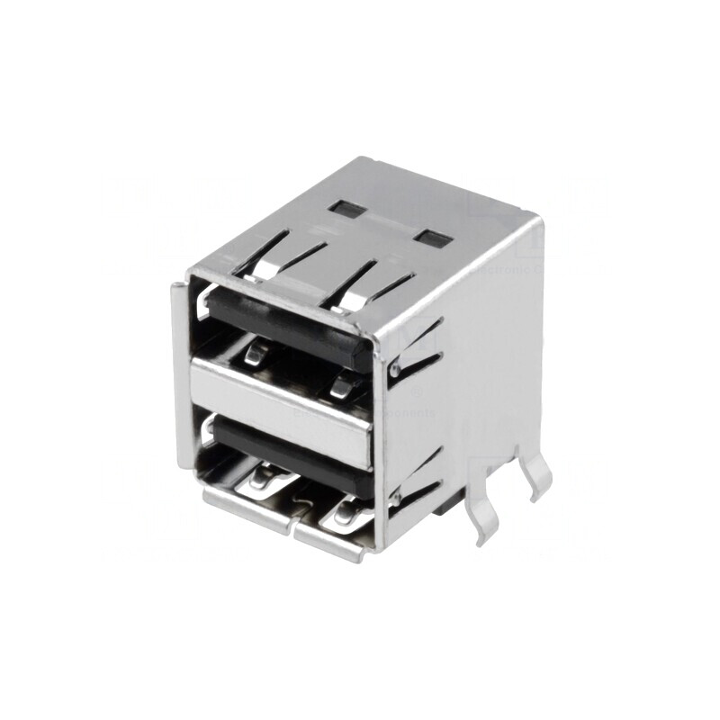 Soclu USB A PCB THT 90° Dublu USB 2.0 | Electronic-mag.ro | Componente Electronice
