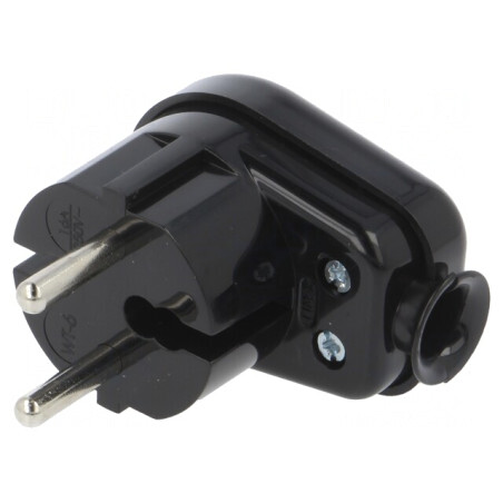 Conector Alimentare AC Tată 2P 250V 16A Negru | Electronic-mag.ro | Componente Electronice