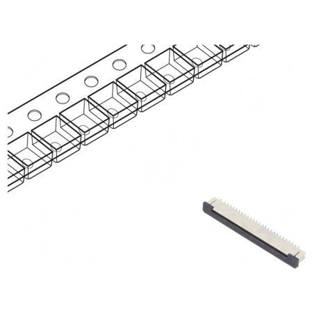 Conector FFC/FPC Vertical 50 PIN SMT 30V 0.5A | Electronic-mag.ro | Componente Electronice