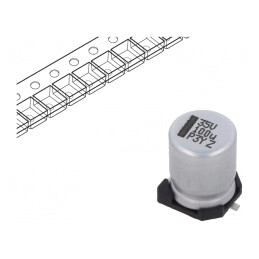 Condensator Electrolitic SMD 100uF 35VDC 8x8x10mm | Electronic-mag.ro | Componente Electronice