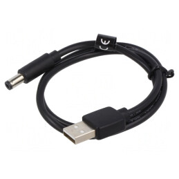 Cablu USB A la DC 5,5/2,5 Negru 0,5m PVC | Electronic-mag.ro | Componente Electronice