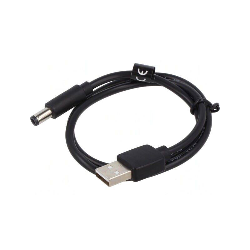 Cablu USB A la DC 5,5/2,5 Negru 0,5m PVC | Electronic-mag.ro | Componente Electronice
