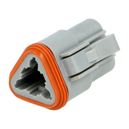 Conector cablu-cablu AT 3 PIN gri IP67 | Electronic-mag.ro | Componente Electronice