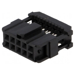 Mufă IDC Mamă 10 PIN Aurită Neagră pentru Cablu-Bandă 1,27mm | Electronic-mag.ro | Componente Electronice