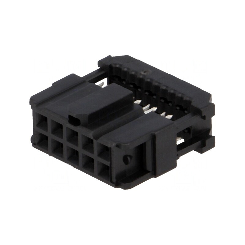 Mufă IDC Mamă 10 PIN Aurită Neagră pentru Cablu-Bandă 1,27mm | Electronic-mag.ro | Componente Electronice