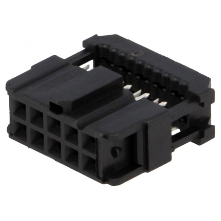 Mufă IDC Mamă 10 PIN Aurită Neagră pentru Cablu-Bandă 1,27mm | Electronic-mag.ro | Componente Electronice