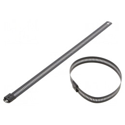 Colier de strângere perforat negru 250mm x 12mm | Electronic-mag.ro | Componente Electronice
