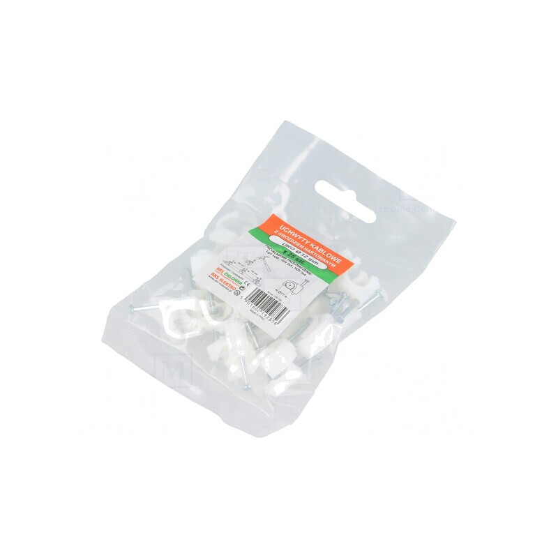 Set 25 Suporturi Albe pe Cablu Rotund cu Cui | Electronic-mag.ro | Componente Electronice