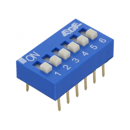 Comutator DIP-SWITCH 6 Secțiuni ON-OFF 24VDC | Electronic-mag.ro | Componente Electronice