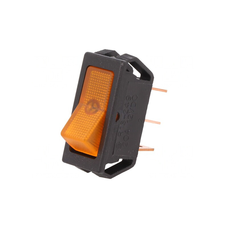 Comutator Basculant ON-OFF 20A 12VDC Portocaliu cu Lumină Neon | Electronic-mag.ro | Componente Electronice